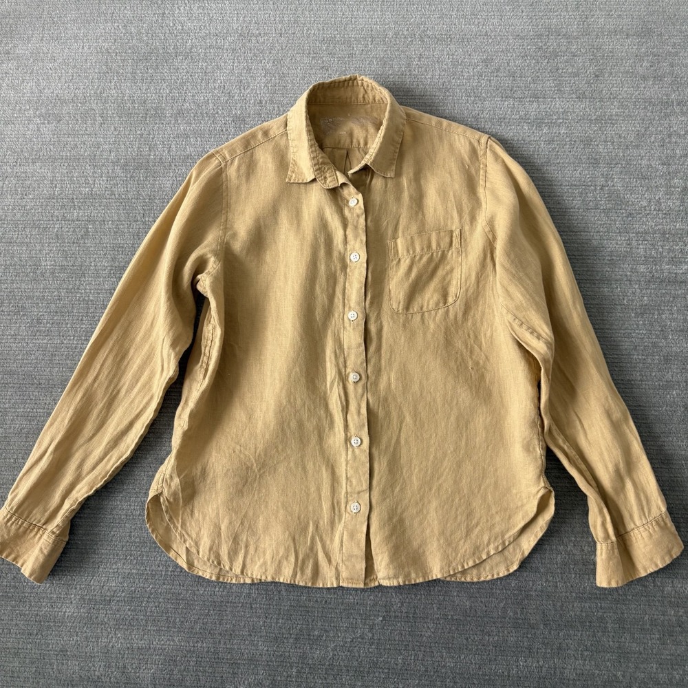Muji Linen Shirt Womens S Sand Beige Button Up Lightweight Resort Casual Beach